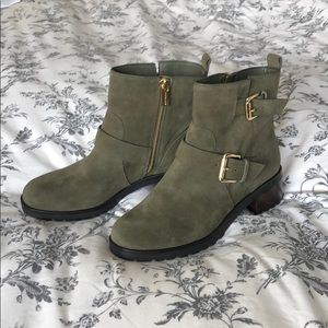 Michael Kors suede olive colored booties